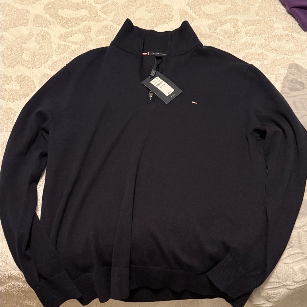 Tommy Hilfiger Men's Navy Quarter zip Sweater